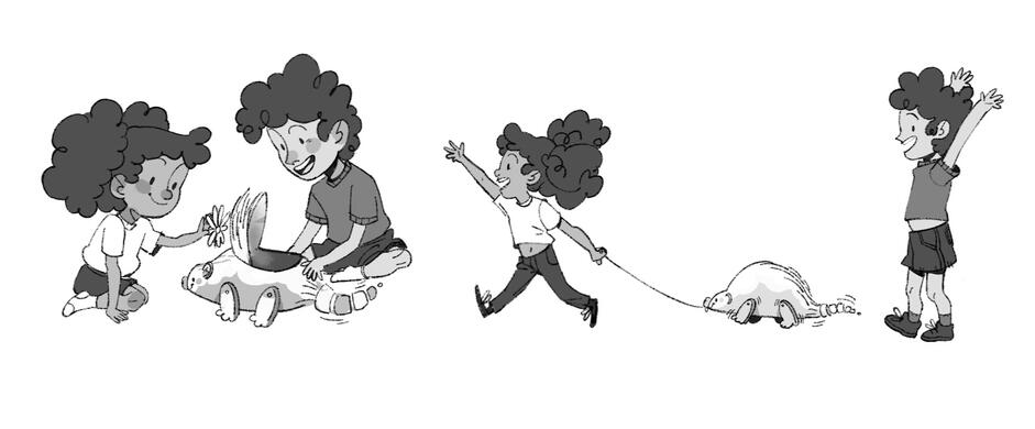 Representação de como seria a interação do brinquedo com a criança em cenário real .